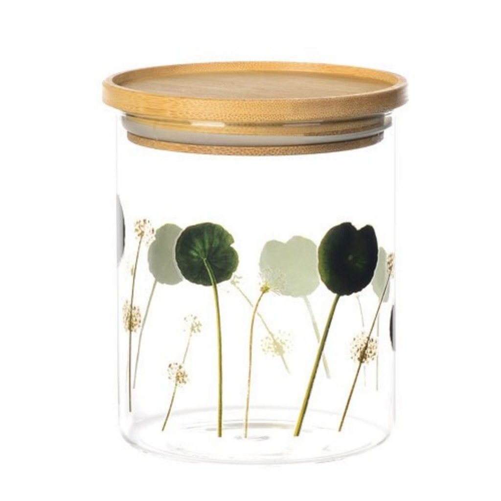 Porta Mantimentos Redondo Natureza Viva em Vidro com Tampa de Bambu 800ml Dynasty