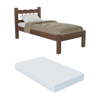 Cama Solteiro Madeira Maciça com Colchão Incluso Madri Multimóveis CR4161 Imbuia em Oferta na Shopee