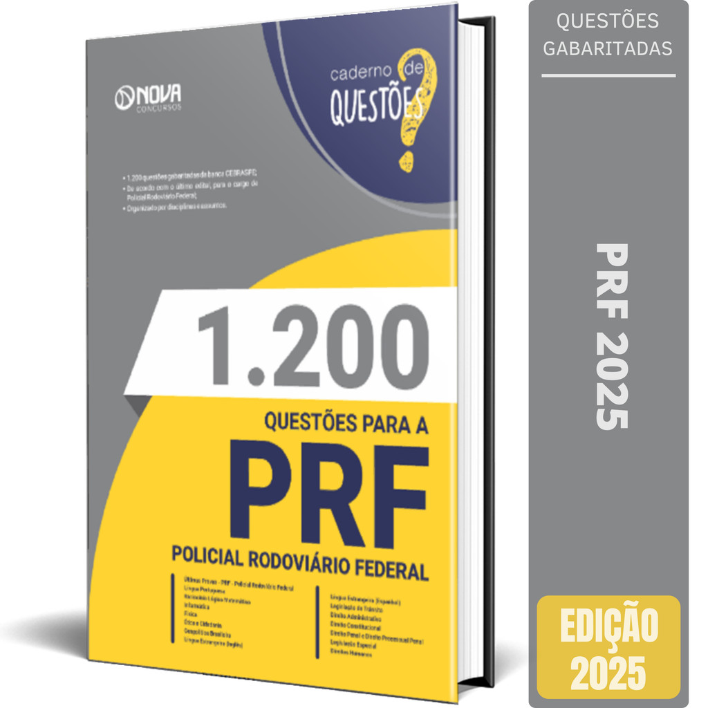 Imagem Apostila 1200 Questões Concurso PRF 2025  - Polícia Rodoviária Federal