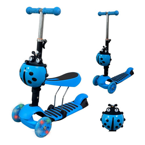 Patinete Infantil 2x1 Azul Cesta Joaninha