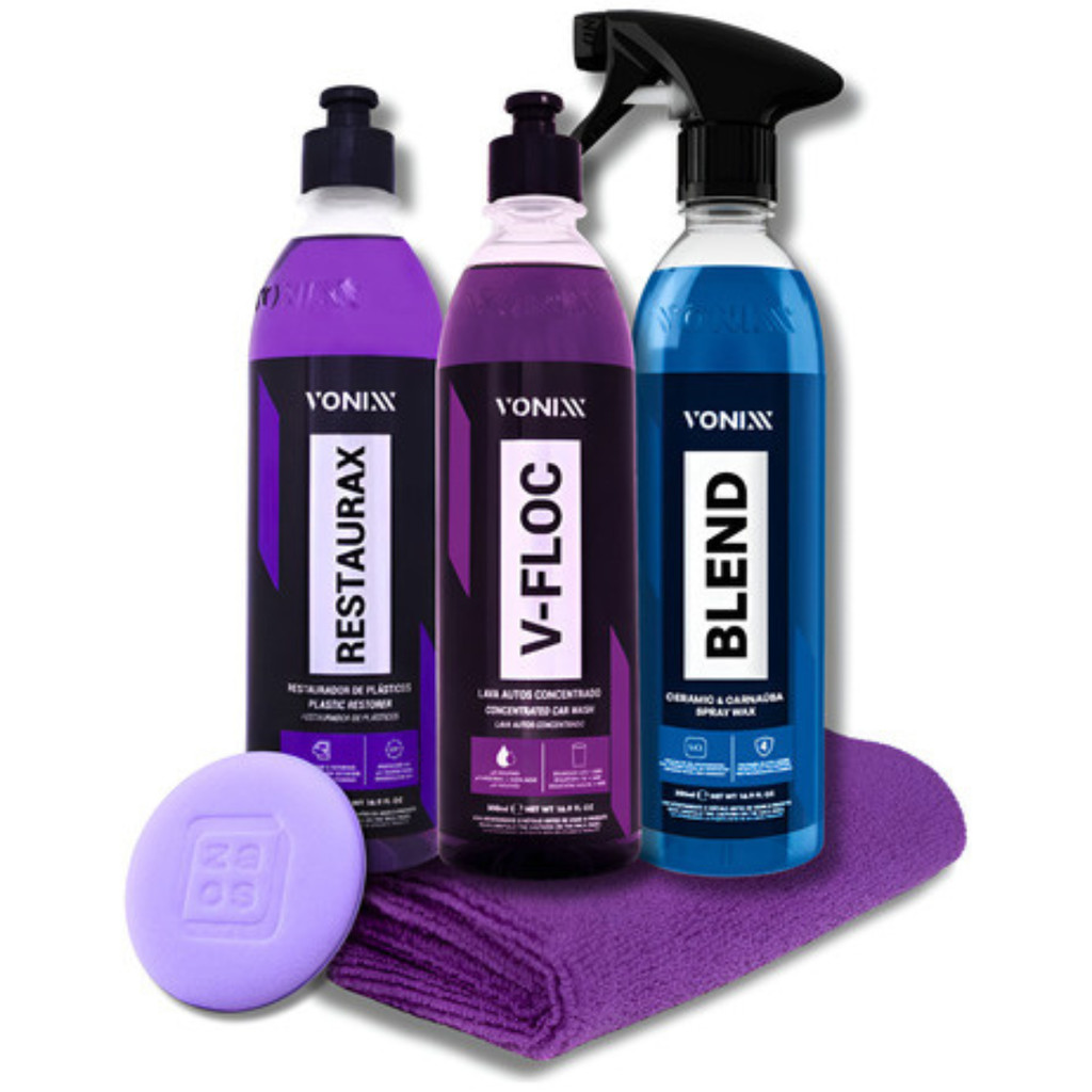 Kit Automotivo Cera Blend Shampoo V-floc Restaurax Plástico - Spare Parts and Accessories for Vehicles