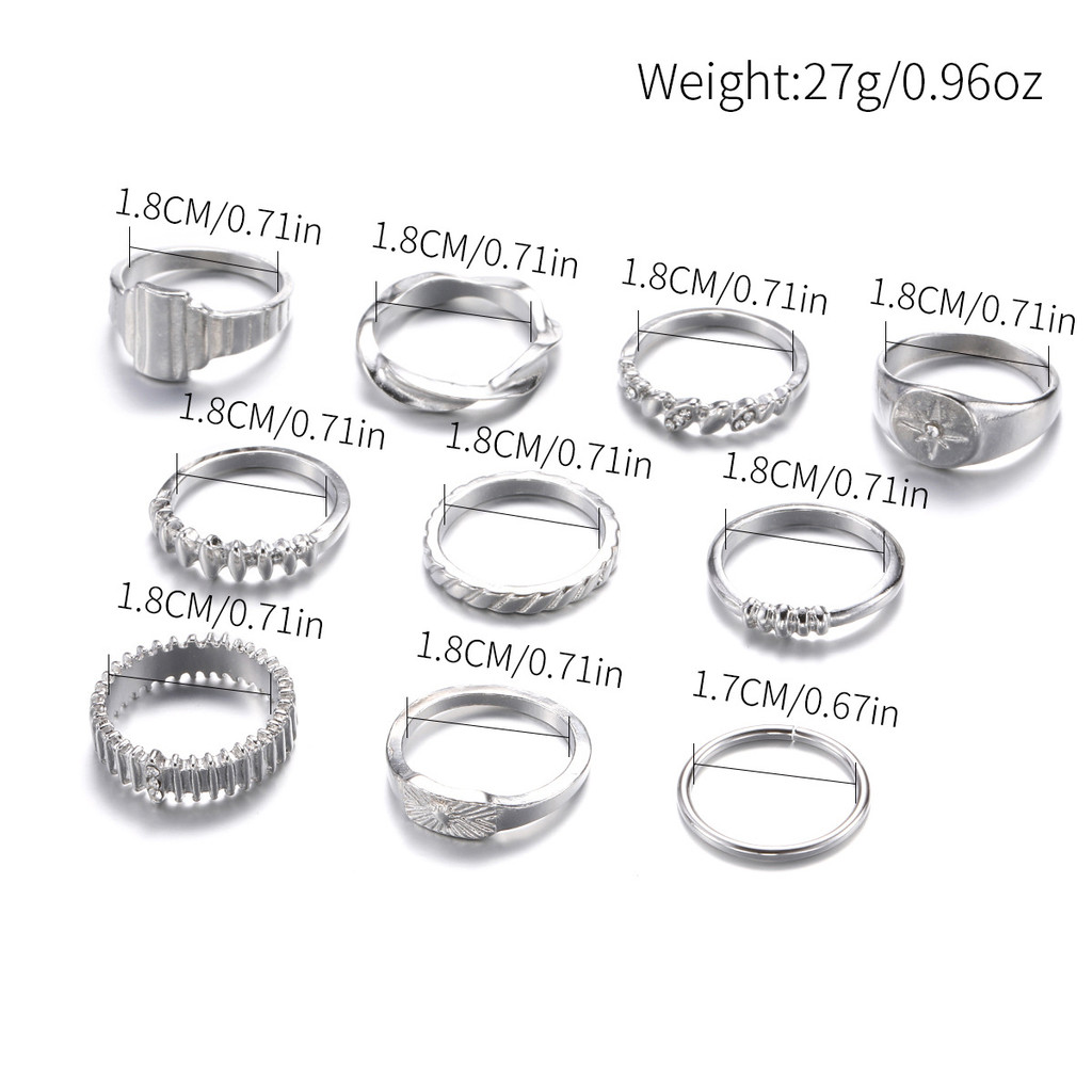 [Gorgeousxx] Conjunto De Ring Light Anel De Luz Estrela Vintage Para Mulheres , Anéis Geométricos Ondulados , Acessórios — imagem 2 de 2