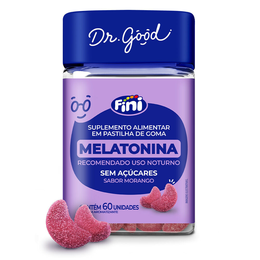 Melatonina Em Gomas Sabor Morango - 60 Gomas - Fini Dr Good