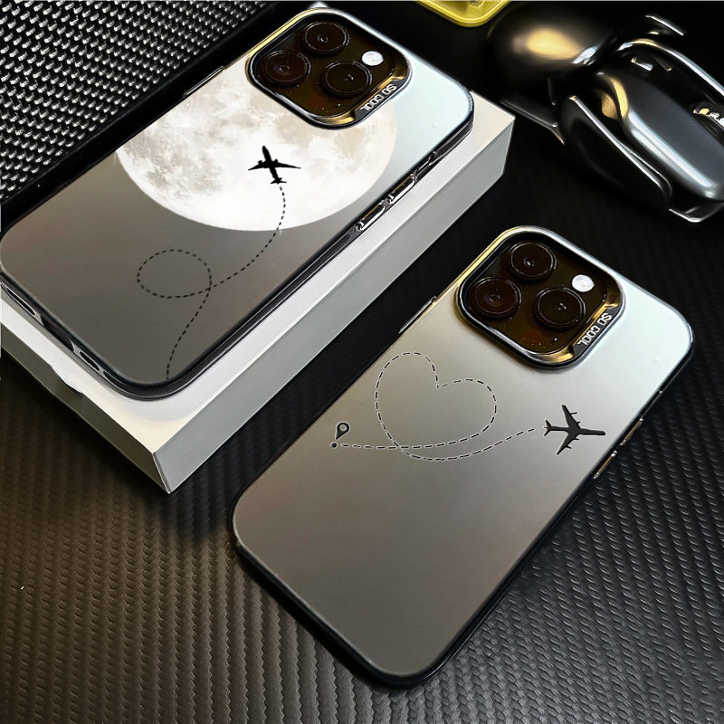 Amor Lua Avião Caso De Telefone Para Samsung A05s A35 A26 A56 A06 A16 A15 A36 A12 A55 A25 A24 A54 A14 A52s Metal Capa Du
