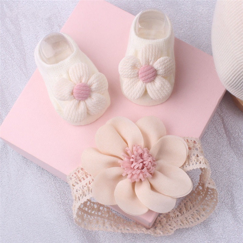 2 Peças/Conjunto Faixa de Cabelo/Acessórios de Cabeça/Antiderrapante Florida Meia Peça Adequada para Bebês/Meninas/0 a 3