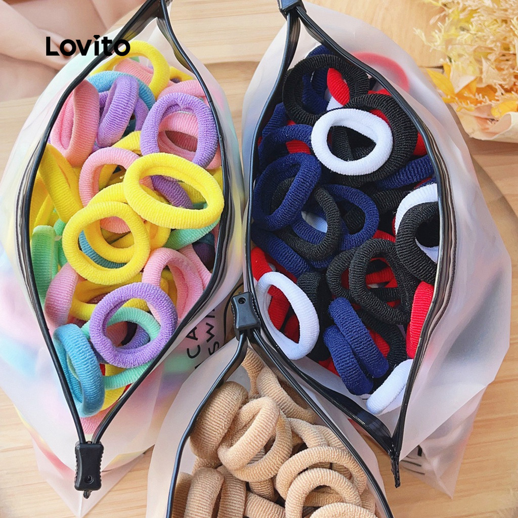 Lovito Laços De Cabelo Casuais Lisos Em Cor Macaron Para Bebês E Crianças LCS099079 - Baby & Kids Fashion