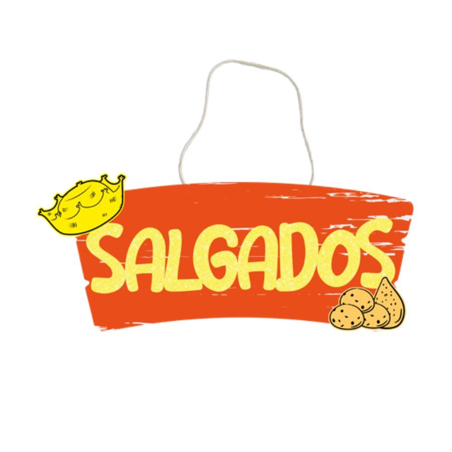Placa De Sinalização Em MDF Colorida Salgados De Festa Junina - 30x11,5cm - 1 unidade - Rizzo em Oferta na Shopee