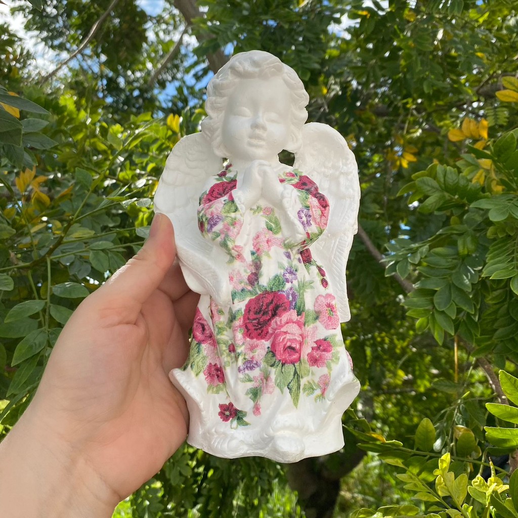 Imagem Anjo da Guarda rezando 20cm Pink / Lembrança Batizado