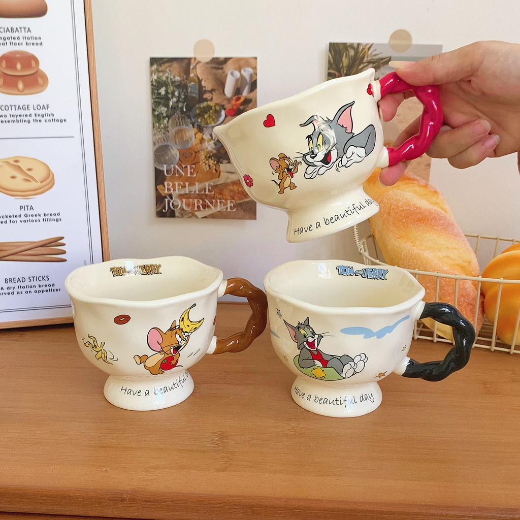 Caneca retrô de cerâmica Tom & Jerry para café