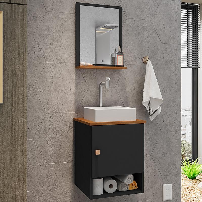 Gabinete Arm Banheiro Lima 1 Porta com Cuba Tulipa Branca