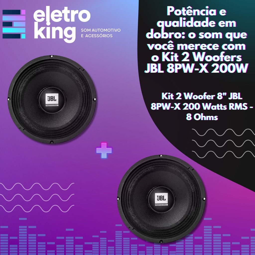 Kit 2 Alto Falante Woofer Jbl 8'' Pw-x 200w Rms 8 Ohms Preto · foto 2