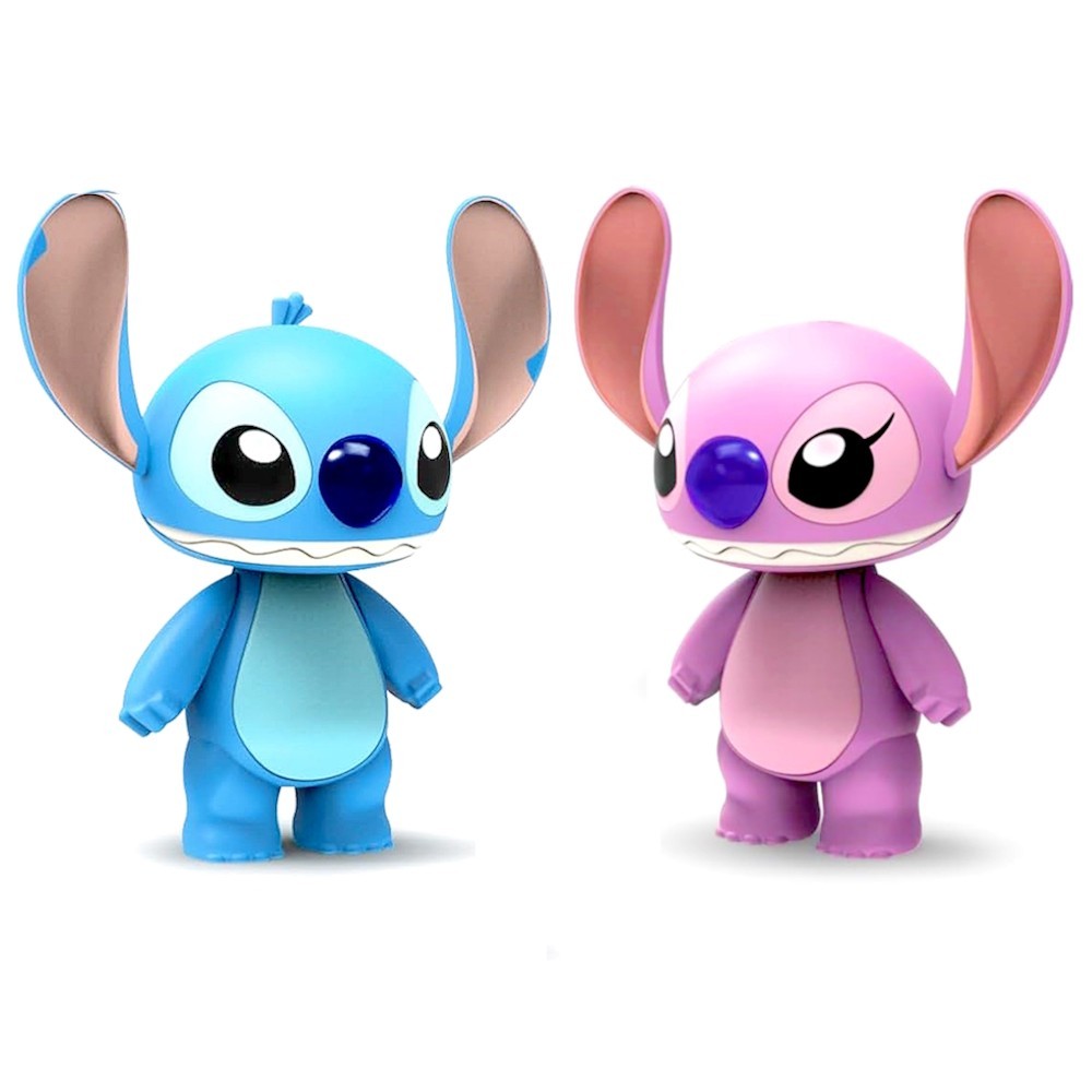 Casal Boneco Lilo Stitch e Boneca Angel 23cm com comidinhas Abre e Fecha Boca Elka