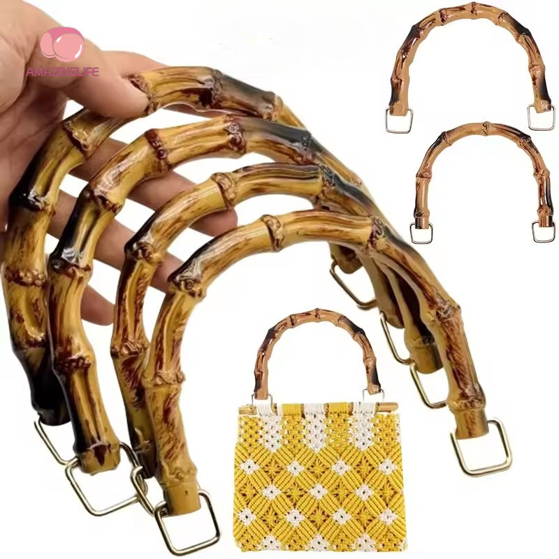 Alças Redondas De Madeira De Bambu Em Forma De D-Alça De Substituição De Bolsa Vintage Artesanal-Acessórios Para DIY em Oferta na Shopee