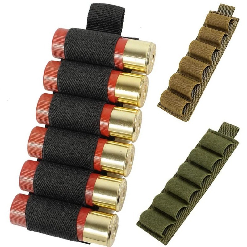 6 Suporte De Cartão Redondo Para Rifle Shotgun Cartucho Munição 12/20 Calibre Shell Transportadora Buttstock Organizador