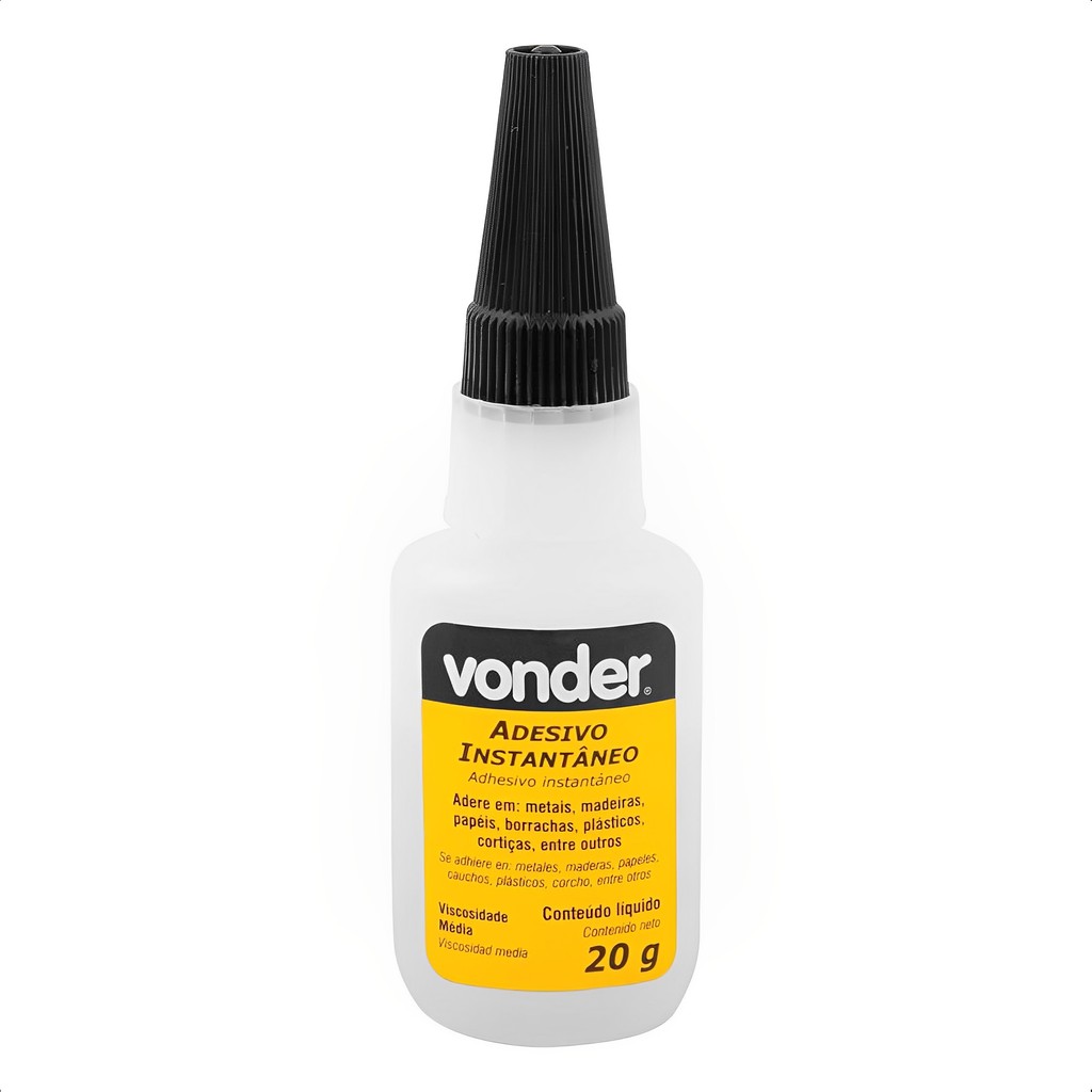 Adesivo Instantâneo Cianoacrilato Industrial Com Média Viscosidade 20g Vonder - 16.62.020.000 em Oferta na Shopee