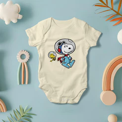 Body para Bebê com Estampa De Desenho Snoopy com Passáro