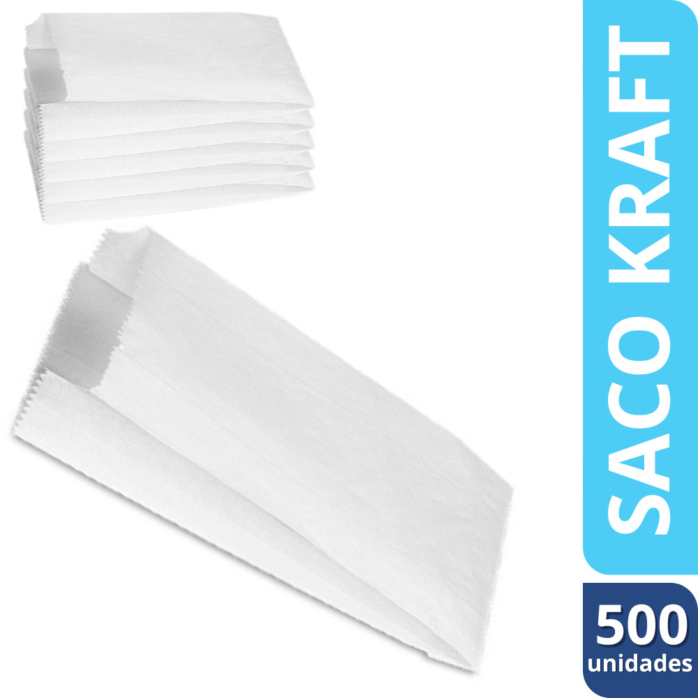 SACO PAPEL PAO BRANCO MONOLUCIDO 1/2 KG PCT C/ 500 UN
