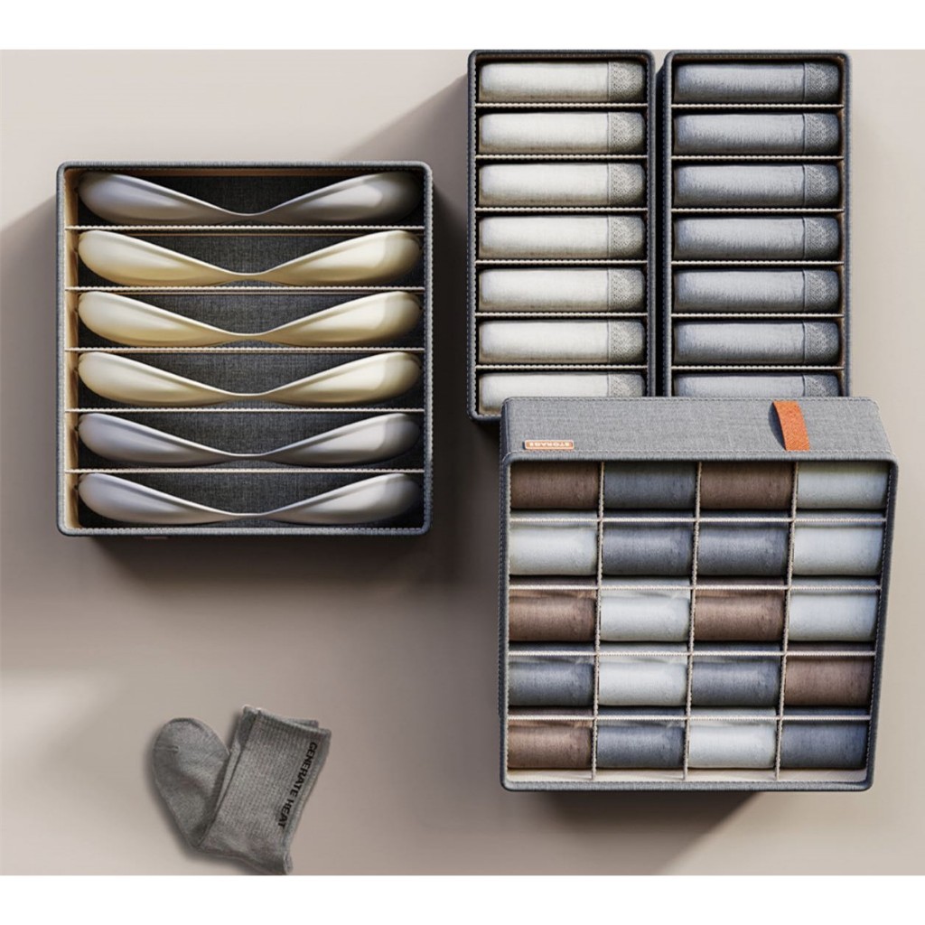 kit 3 organizadas Caixa De Armazenamento De roupas / roupas íntimas / meias /sutia em Oferta na Shopee