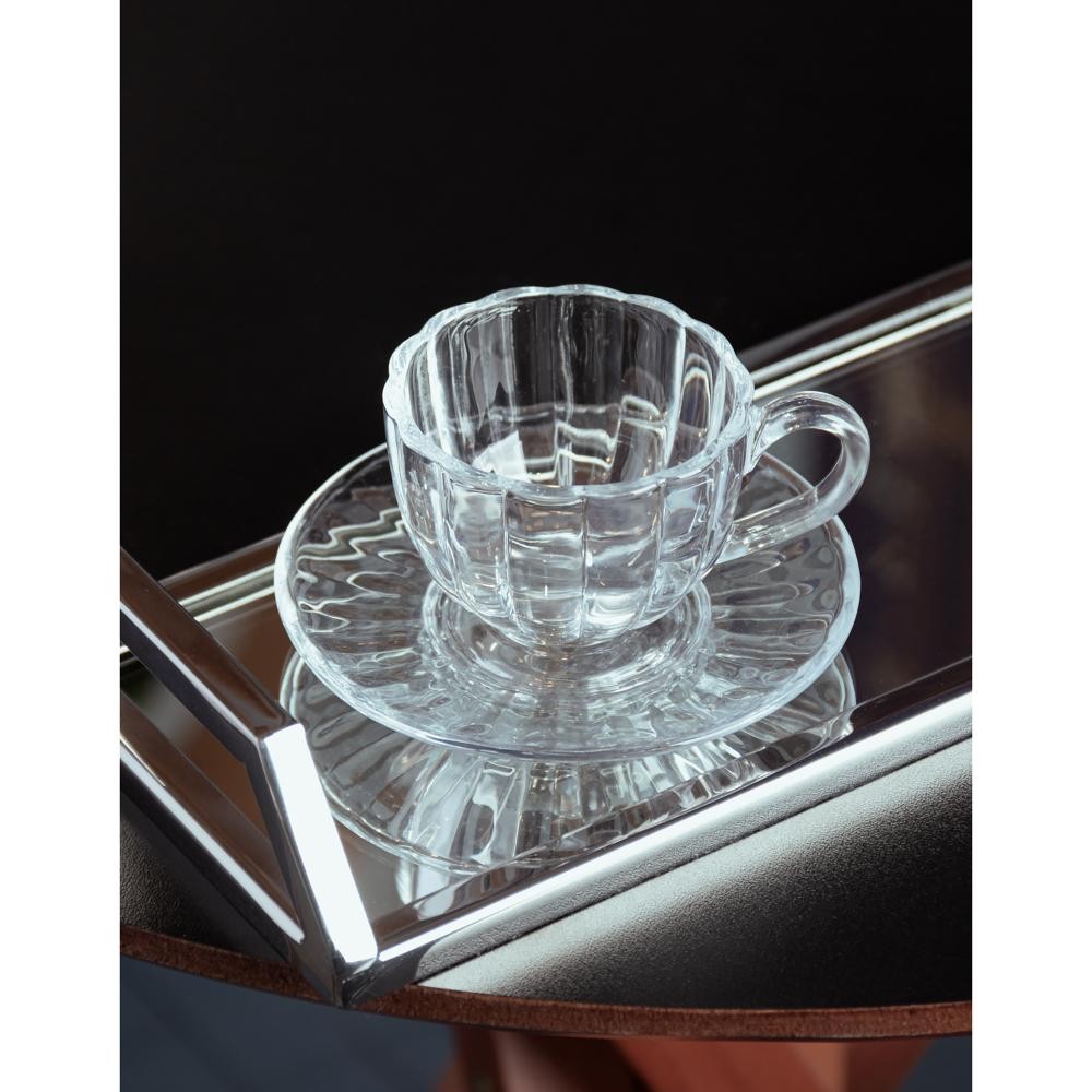 6 Xícaras de Café Wolff Pétala de Vidro com Pires 100ml em Oferta na Shopee