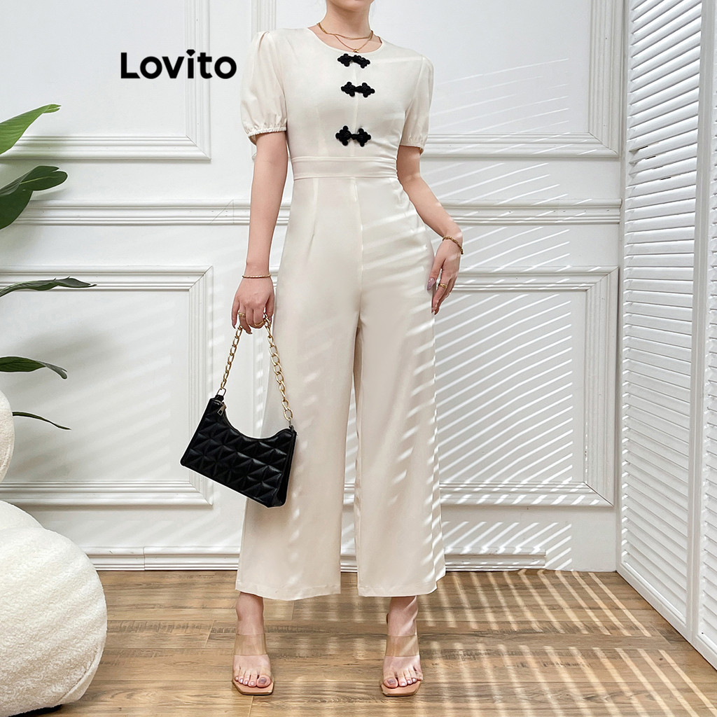 Lovito Macacão casual com nó simples para mulheres L113MD176 - Women Clothes