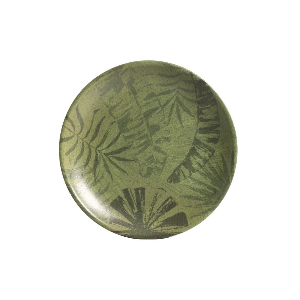 Prato Sobremesa Coup Palm Tree Olive 21cm Alleanza Cerâmica