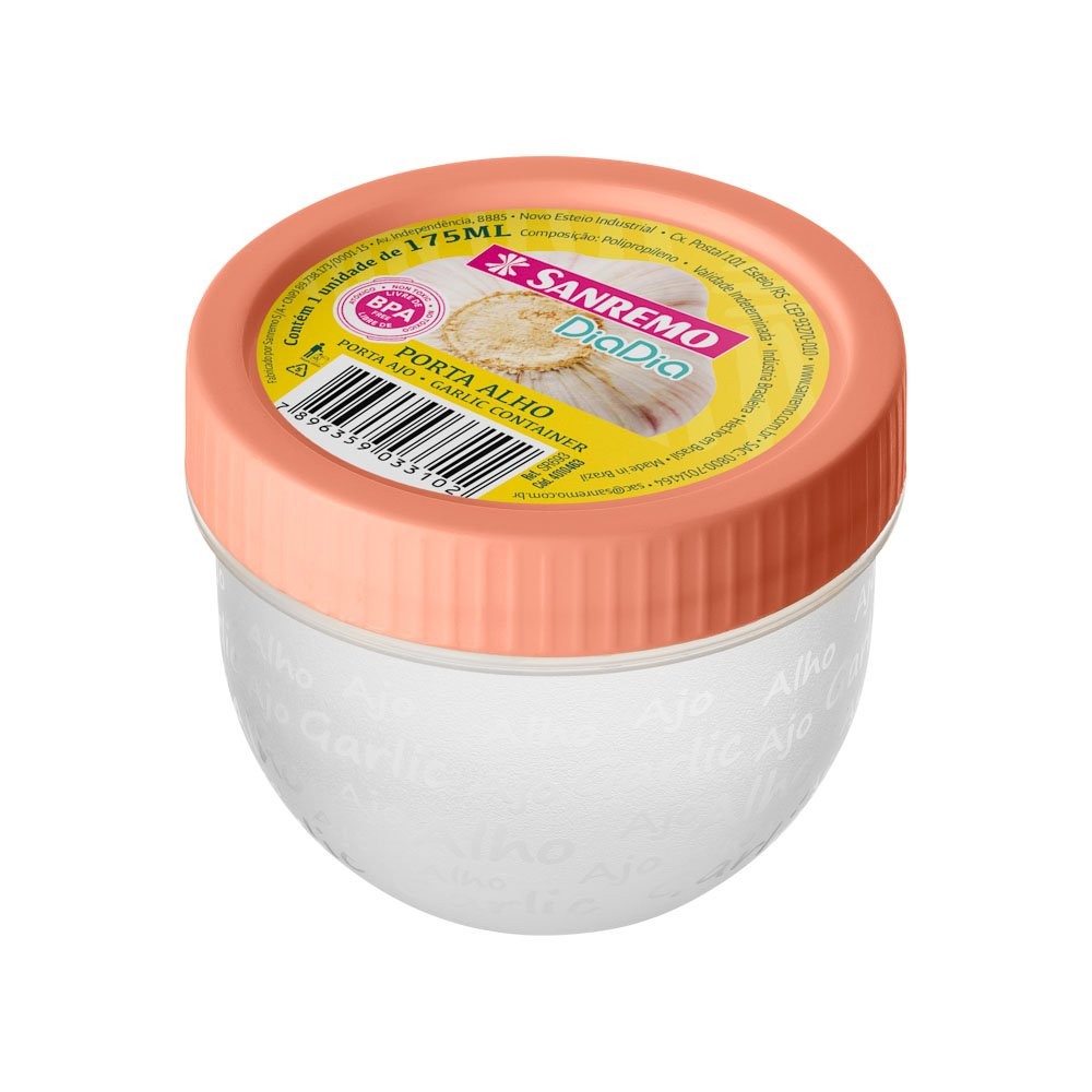 Pote Porta Alho e Tempero Hermético 175ml Sanremo - Pode Ir Microondas