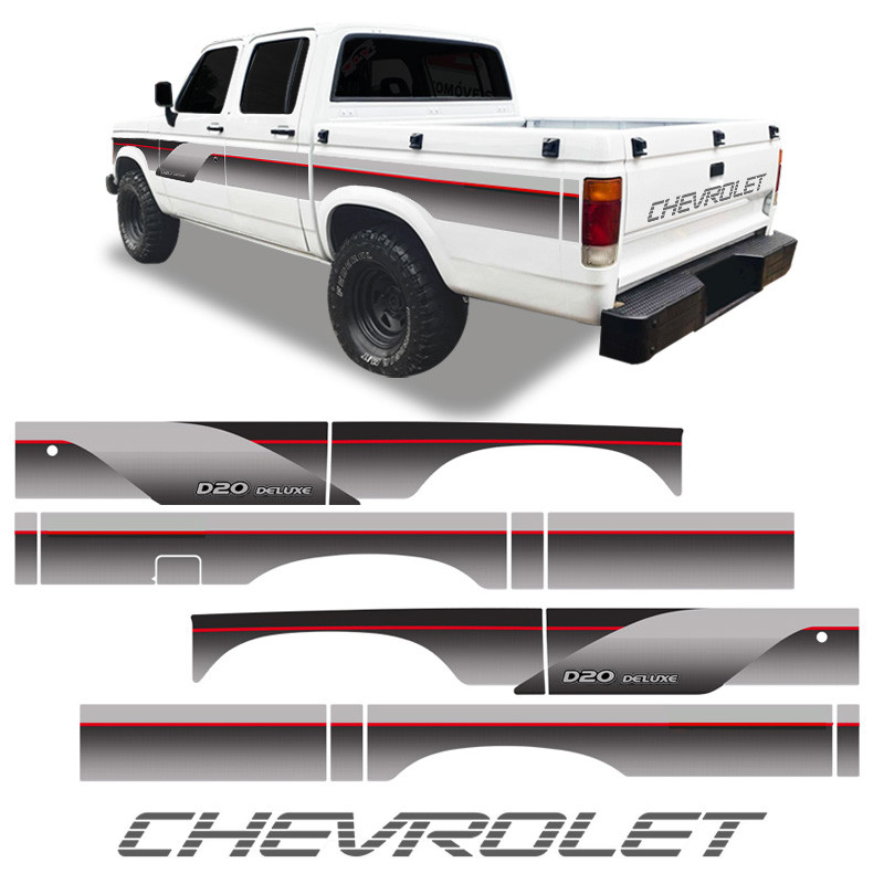 Faixa D20 Deluxe 95 96 Vermelho + Adesivo Chevrolet Grafite em Oferta na Shopee