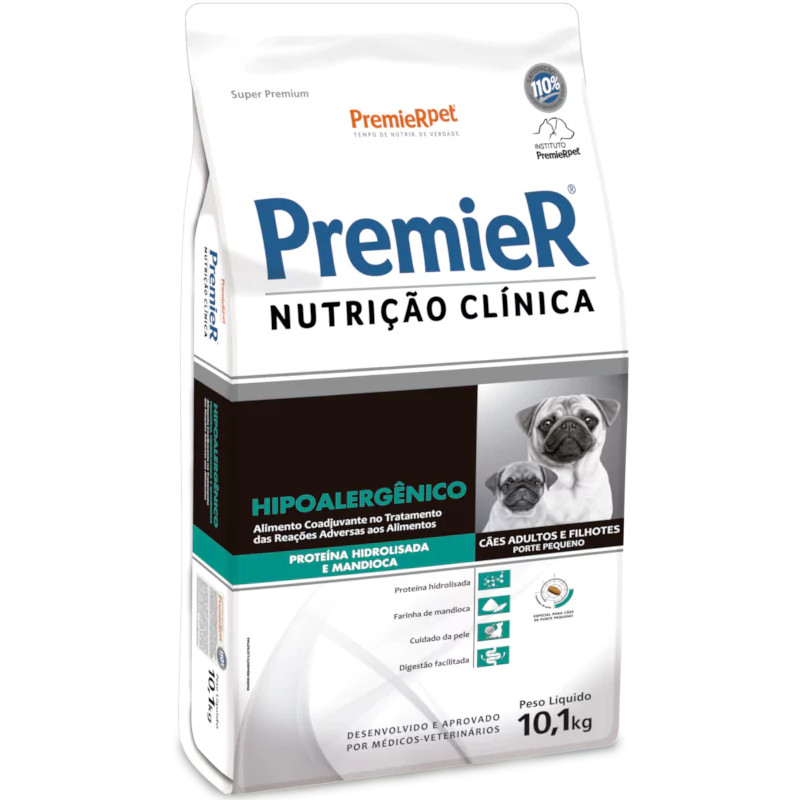 Ração Premier Hipoalergênico Cães Adultos & Filhotes Porte Pequeno Proteína Hidrolisada Mandioca 10,1Kg