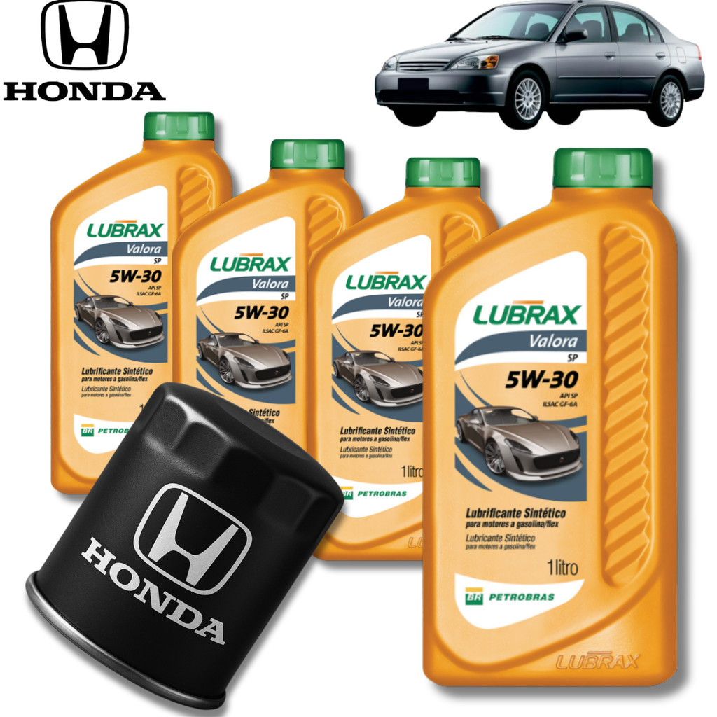 KIT TROCA DE ÓLEO 5W30 LUBRAX + FILTRO ( HONDA CIVIC 1.7)