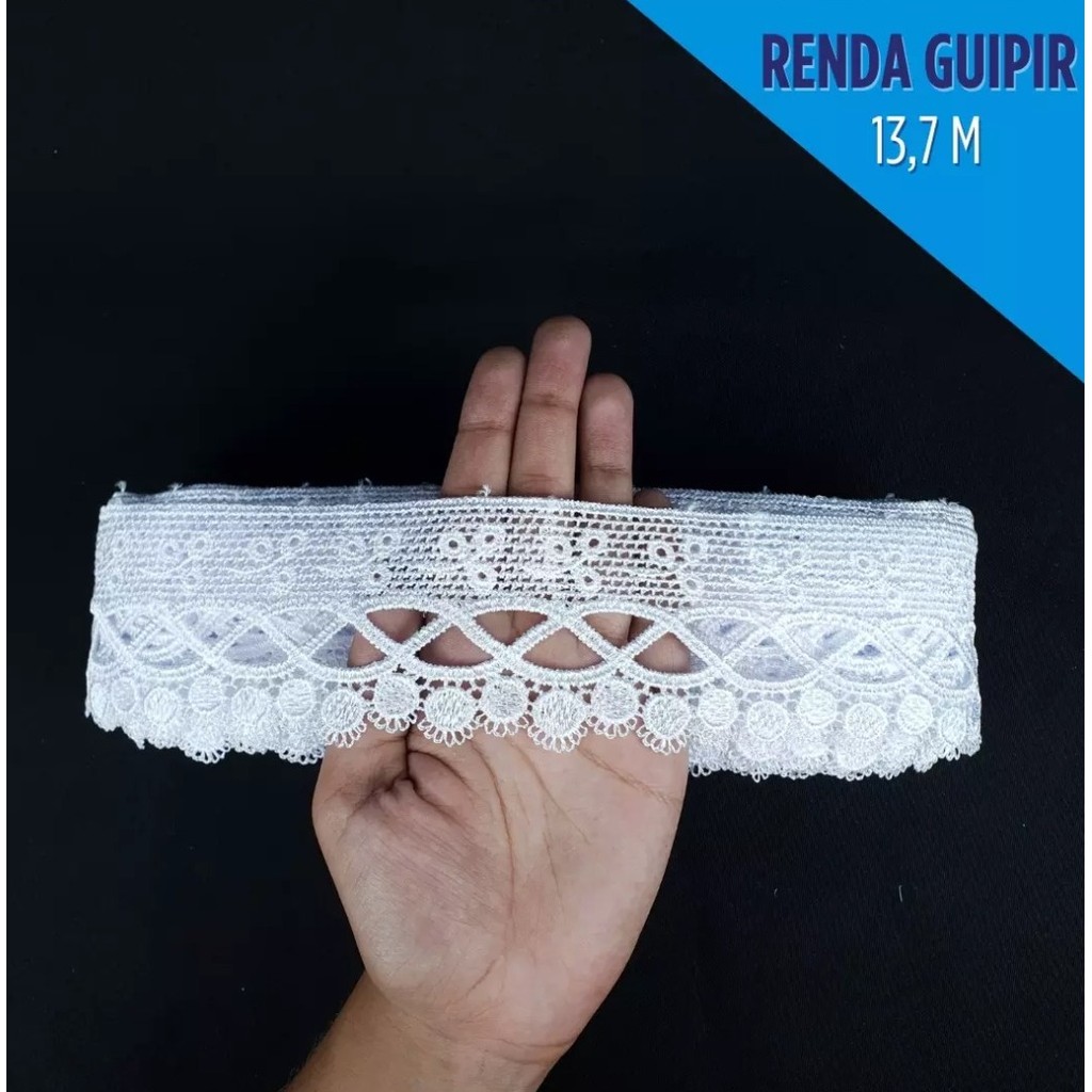 Renda Guipir CHL-581 - 6.5 Cm -  Rolo C/13.7 Metros Cor:Branco