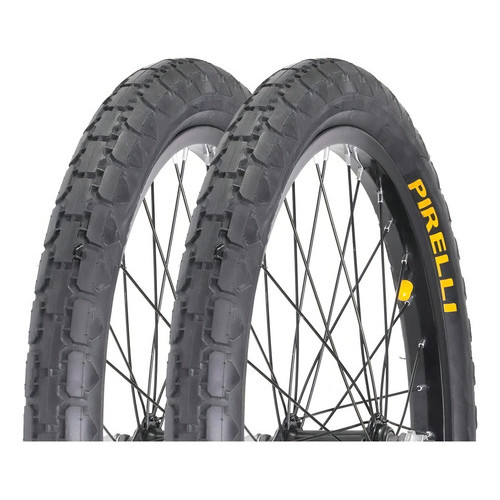 Par Pneu Bike Cargueira Pirelli Aro 20x2x1.3/4 Reforçado Cor Preto em Oferta na Shopee