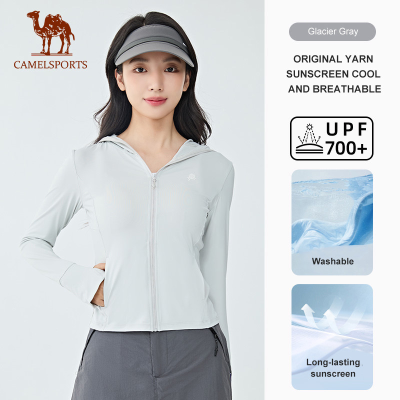 CAMEL Sports Roupas De Proteção Solar De Seda Gelada Jaqueta Esportiva Com Capuz Uv Fio Original Respirável E Fresco em Oferta na Shopee