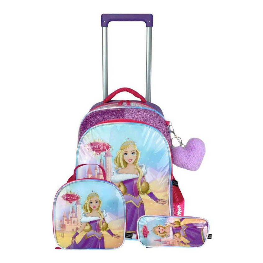 Kit Escolar Infantil Mochila Lancheira Estojo Princesa