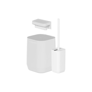 Kit de banheiro com lixeira de piso/parede Ou 3 peças Aura Branco