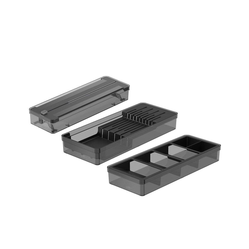 Kit organizador de gavetas Ou 3 peças Linha Clear Preto em Oferta na Shopee
