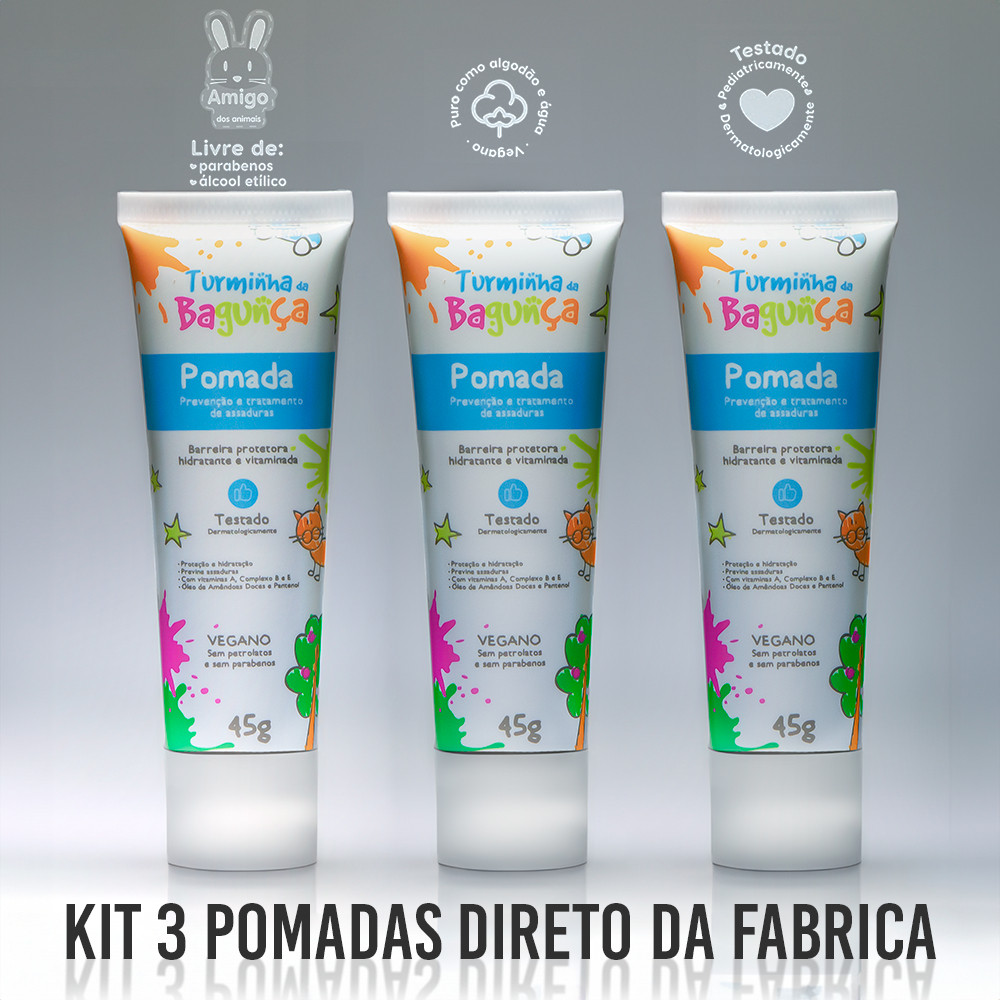 Kit 03 Pomadas Prevenção Assaduras TURMINHA DA BAGUNÇA - 45g em Oferta na Shopee