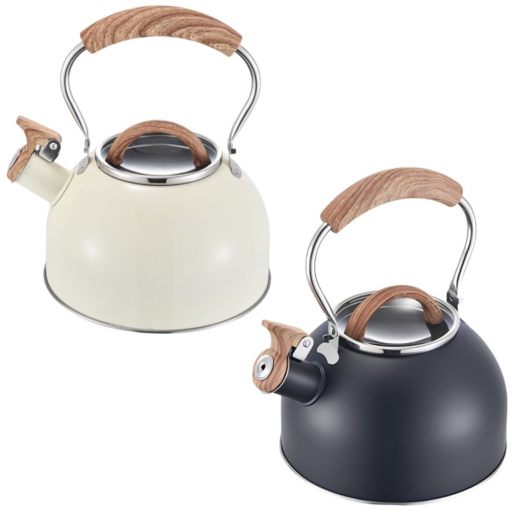 Chaleira Inox Indução 2L Tampa Vidro Bico Alça Madeira Antitérmica P/ Chá Água Café Fogão Gás Elétrico Moderna Funcional