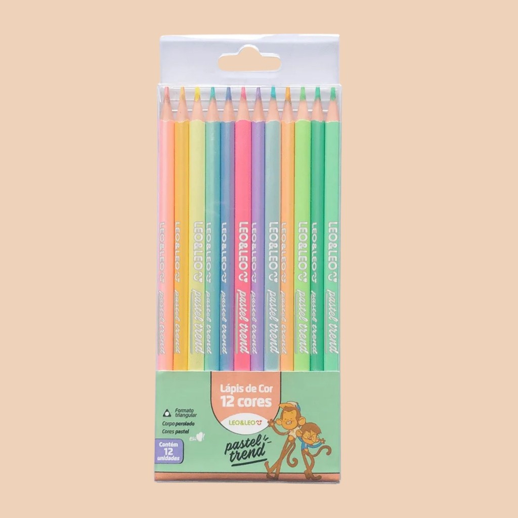 Lápis De Cor 12 Cores Pastel Trend - Leo E Leo  -