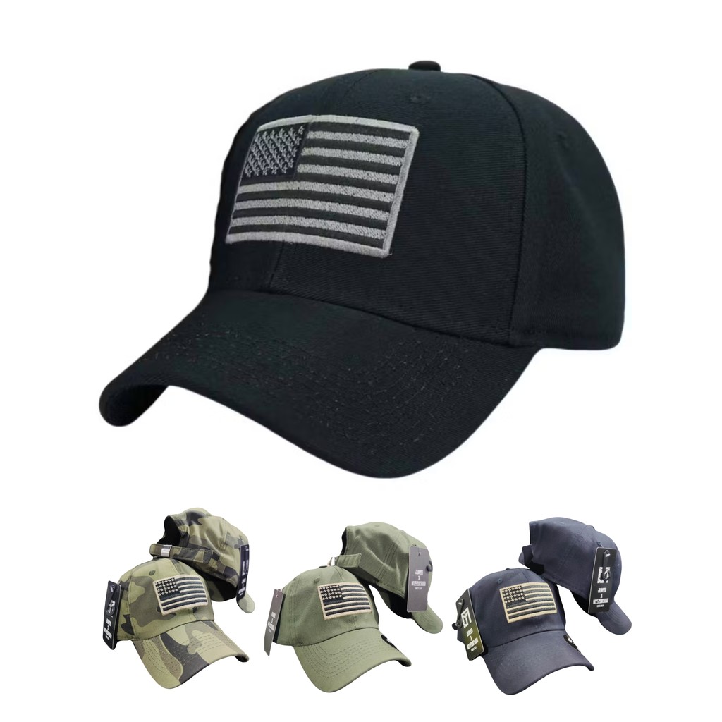 Boné Masculino de Camuflagem U.S.A Boné de Beisebol Bordado com Bandeira do Estados Unidos para Esportes e Caça USA