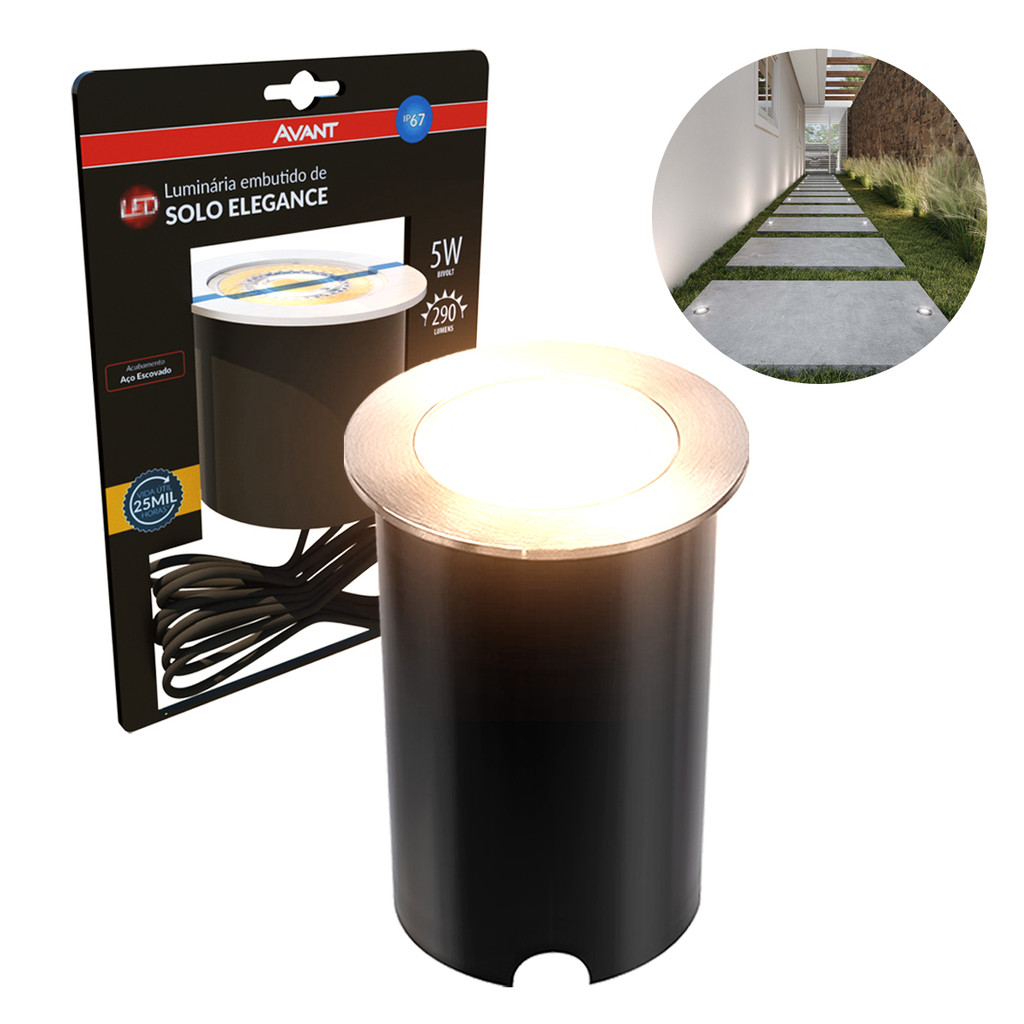 Luminaria Solo Elegance 5w 3000k Bivolt Aço Escovado Avant em Oferta na Shopee