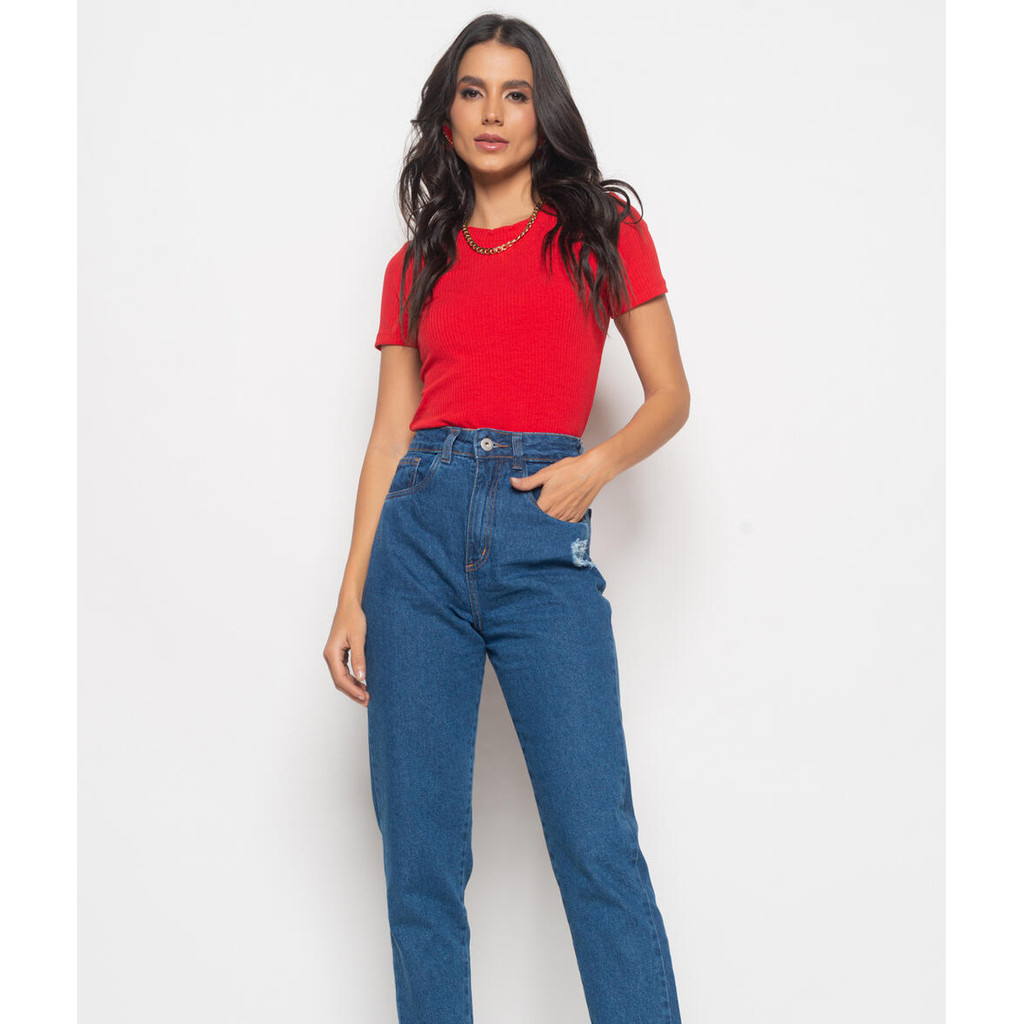 Calça Mom Jeans Escuro Salvatore Fashion