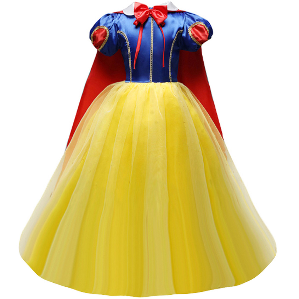 Vestido Branca de Neve Infantil Longo Fantasia Princesa Luxo Festa Aniversário Presente Menina