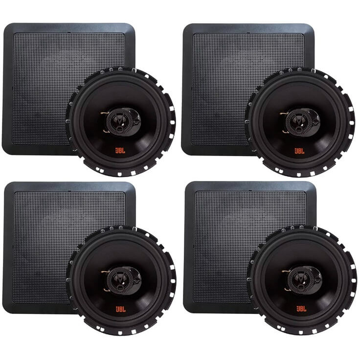 Kit C/ 4 Caixas De Som Jbl Flex + Arandela Preta Quadrada Teto Som Ambiente