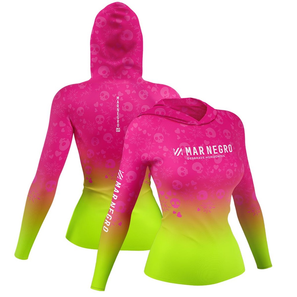 Camiseta x Protection Sublimada 49428 Feminina Caveira - Mar Negro em Oferta na Shopee