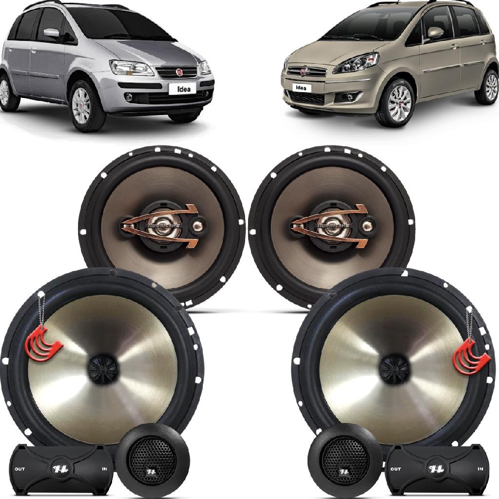 Kit Alto Falantes Dianteiros + Traseiros Fiat Idea 2006 até 2016 - Hurricane Platino 640w em Oferta na Shopee