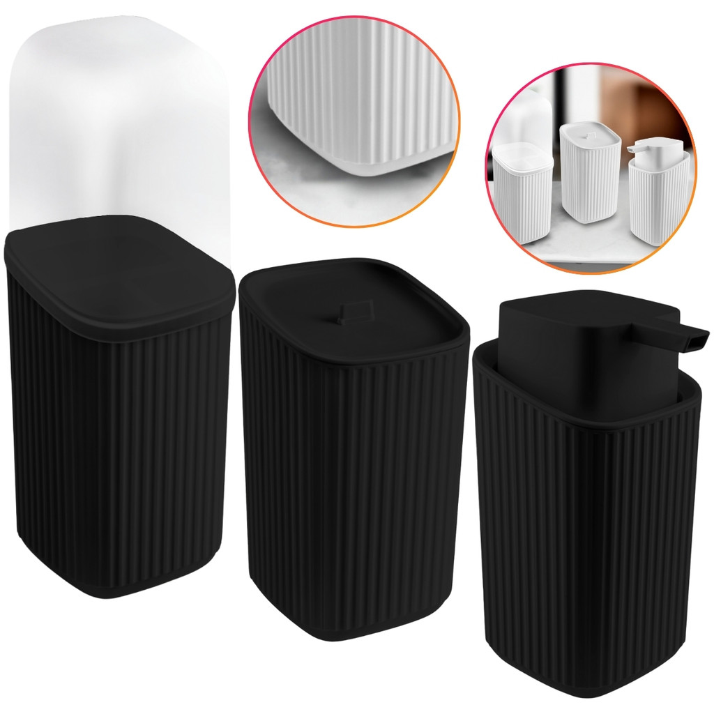 KIT 3 Banheiro Dispenser Sabonete Líquido Porta Algodão E Escovas Creme Dental Banheiro Lavabo · foto 2