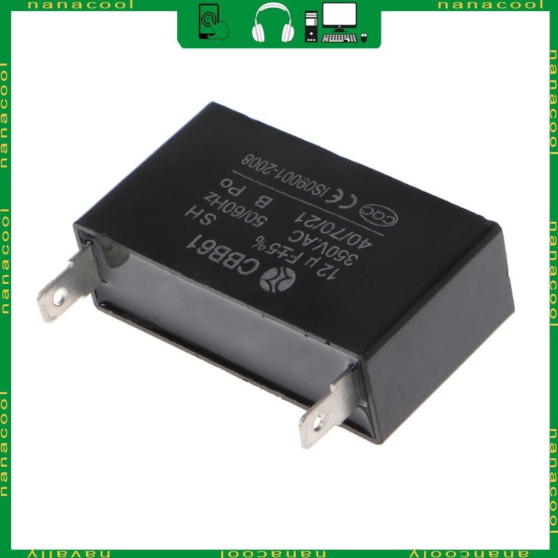 nana Preto 12uF Gerador Capacitor CBB61 12uF 50 60Hz 350VAC Motor Ventilador