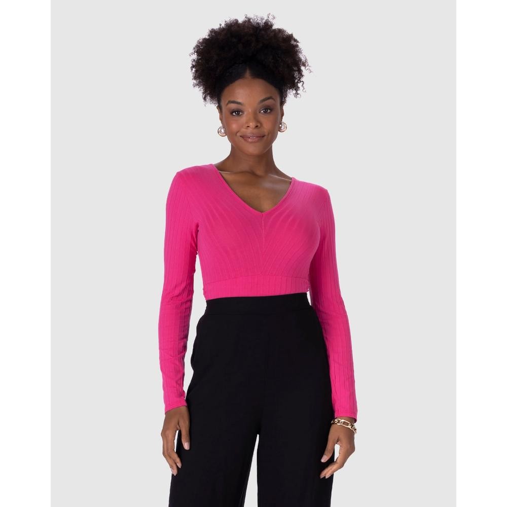 Blusa Feminina Recorte Franzido Lateral Em Malha Canelada De Viscose