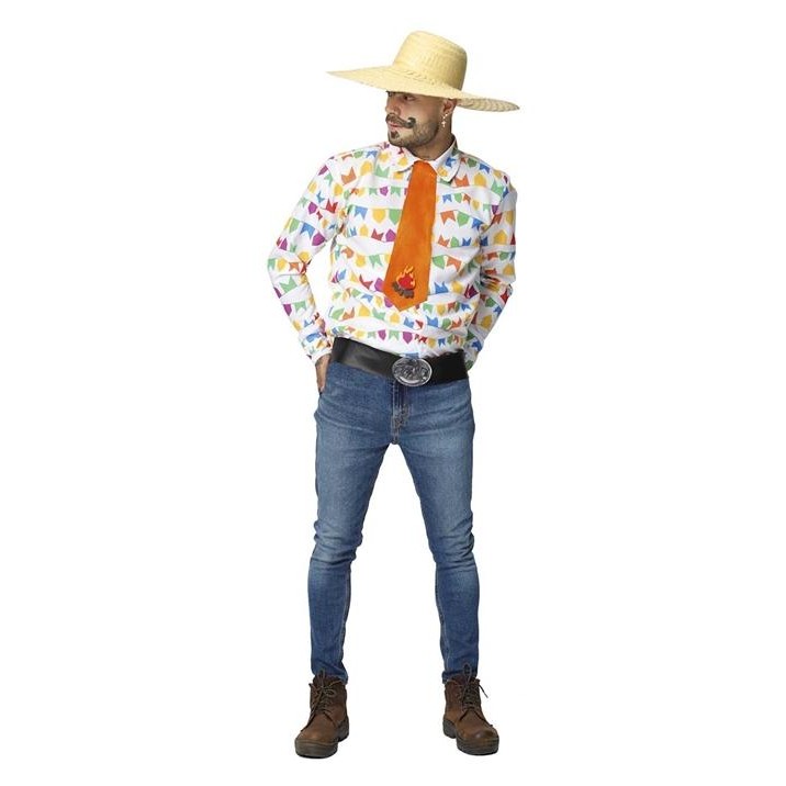 camisa festa junina masculina com gravata blusa bandeirinhas de são joão adulta caipira
