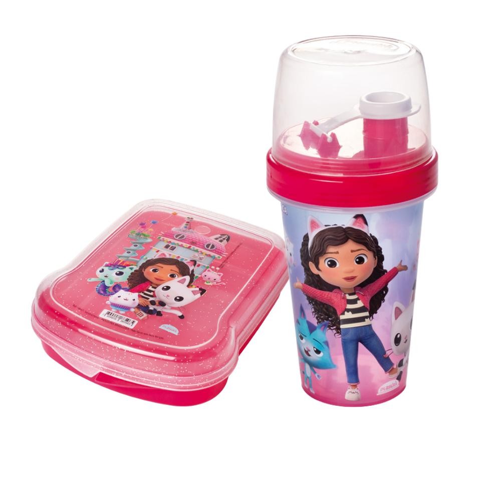 Kit Lancheira Casa Mágica da Gabby 1 Sanduicheira 1 Garrafa Mini Shakeira Plasútil em Oferta na Shopee